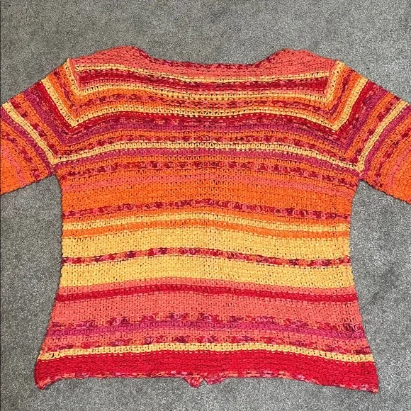 Vintage Coldwater Creek Button Up Cardigan Sunset Open Knit Long Sleeve Large - Picture 3 of 5